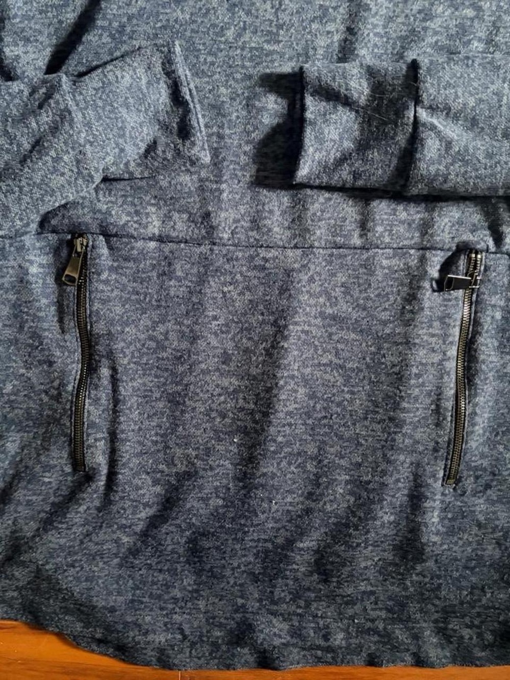 Ariella Navy Blue Crewneck Sweater with Zip Pockets Made in USA - Picture 2 of 5
